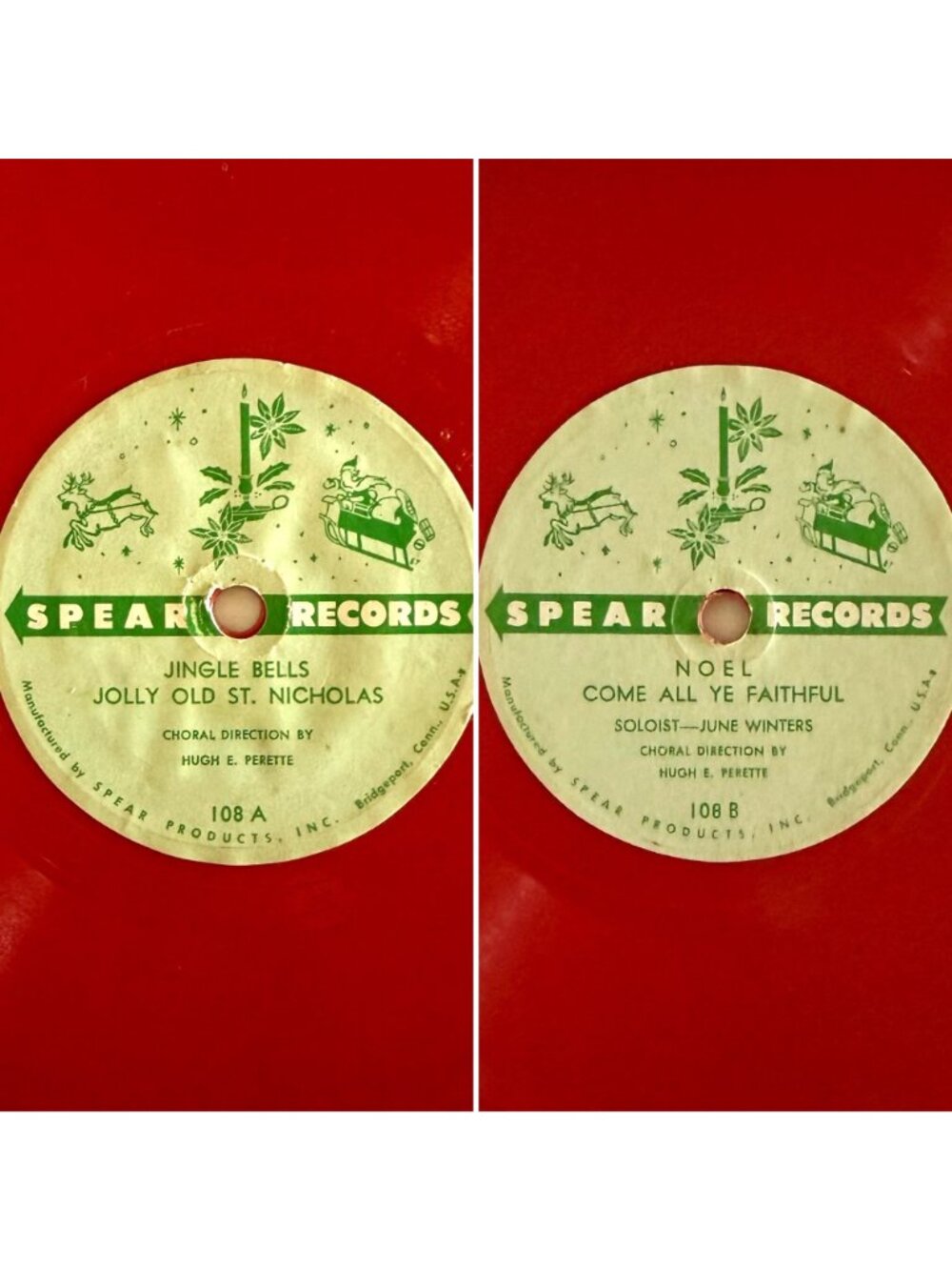Vintage Spear Records Christmas Jingle Bells Red Childrens Record Early 1950s - Picture 9 of 12